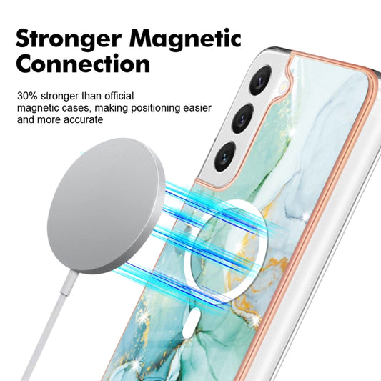 For Samsung Galaxy S22+ 5G Marble Pattern Dual-side IMD Magsafe TPU Phone Case(Green 003) by buy2fix