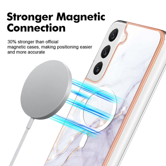 For Samsung Galaxy S23 5G Marble Pattern Dual-side IMD Magsafe TPU Phone Case(White 006) by buy2fix