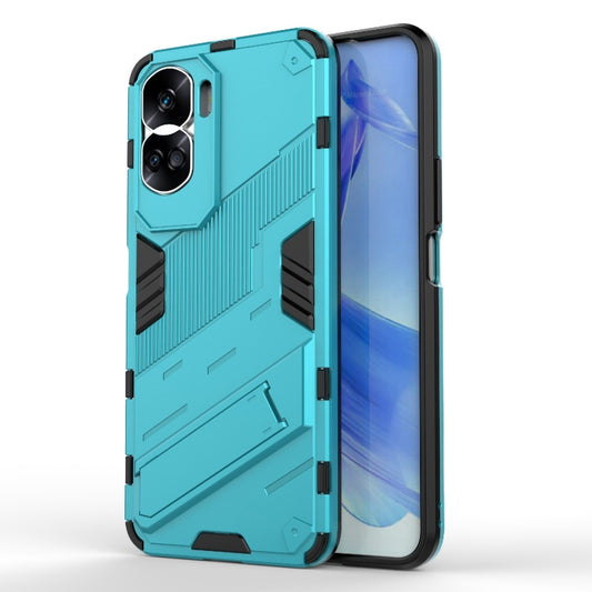 For Honor 90 Lite 5G Global Punk Armor 2 in 1 PC + TPU Phone Case with Holder(Blue) - Honor Cases by buy2fix | Online Shopping UK | buy2fix