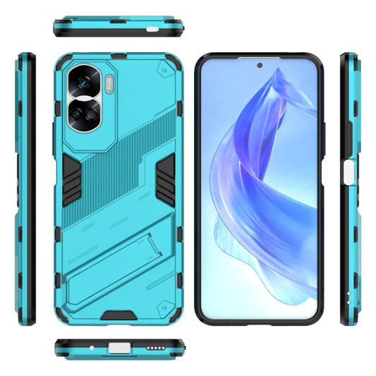 For Honor 90 Lite 5G Global Punk Armor 2 in 1 PC + TPU Phone Case with Holder(Blue) - Honor Cases by buy2fix | Online Shopping UK | buy2fix