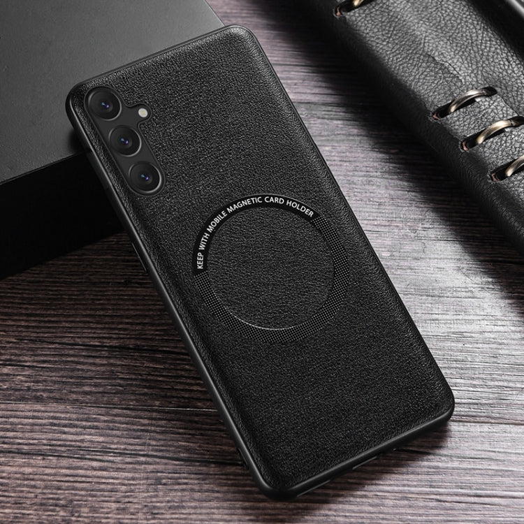 For Samsung Galaxy S23 FE 5G MagSafe Magnetic PU Phone Case(Black) - Galaxy S23 FE 5G Cases by buy2fix | Online Shopping UK | buy2fix