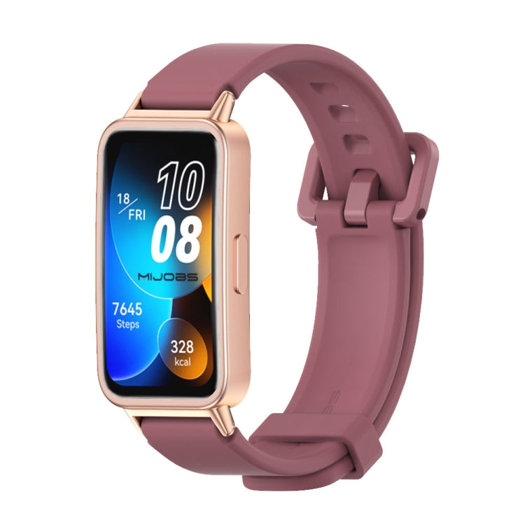 For Huawei Band 8 / 9 / 10 Mijobs Silicone Breathable Watch Band(Wine Red+Rose Gold) - Watch Bands by MIJOBS | Online Shopping UK | buy2fix