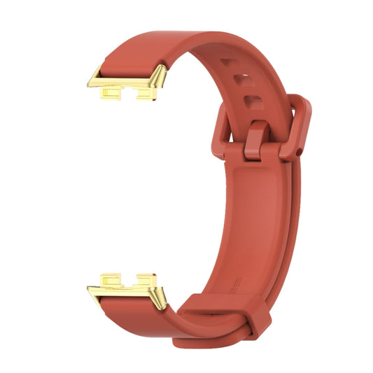 For Huawei Band 8 / 9 / 10 Mijobs Silicone Breathable Watch Band(Orange+Gold) by MIJOBS