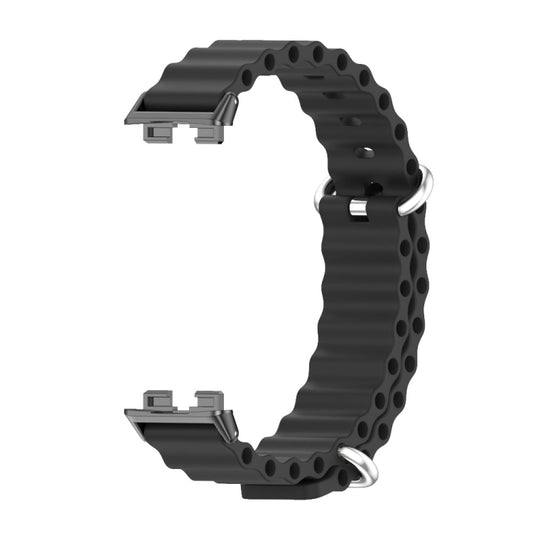 For Huawei Band 8 / 9 / 10 Mijobs Marine Silicone Breathable Watch Band(Black) by MIJOBS
