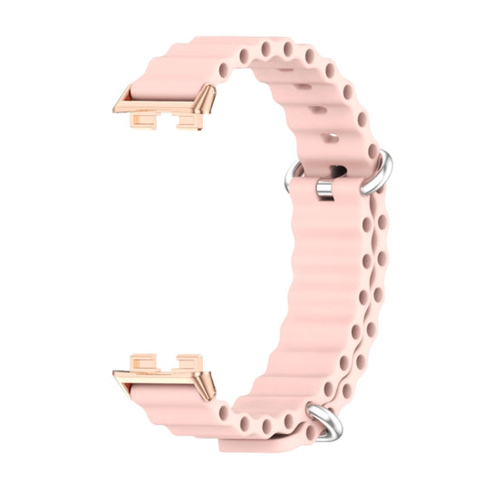 For Huawei Band 8 / 9 / 10 Mijobs Marine Silicone Breathable Watch Band(Pink+Rose Gold) by MIJOBS