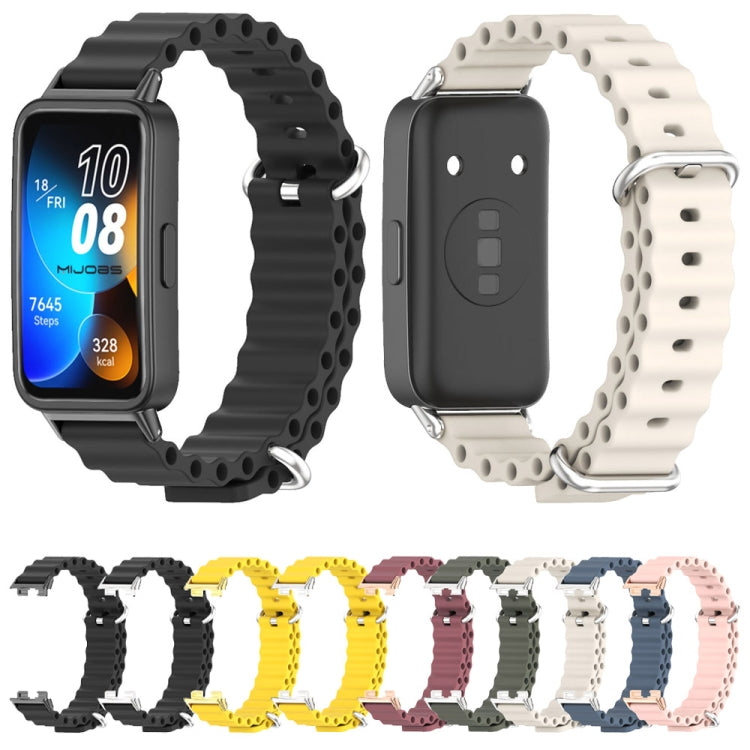 For Huawei Band 8 / 9 / 10 Mijobs Marine Silicone Breathable Watch Band(Pink+Rose Gold) - Watch Bands by MIJOBS | Online Shopping UK | buy2fix