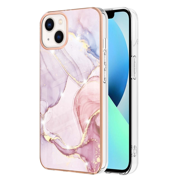 Electroplating Marble Pattern Dual-side IMD TPU Shockproof Phone Case For iPhone 15(Rose Gold 005) - iPhone 15 Cases by buy2fix | Online Shopping UK | buy2fix
