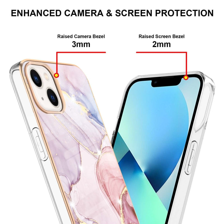 Electroplating Marble Pattern Dual-side IMD TPU Shockproof Phone Case For iPhone 15(Rose Gold 005) - iPhone 15 Cases by buy2fix | Online Shopping UK | buy2fix