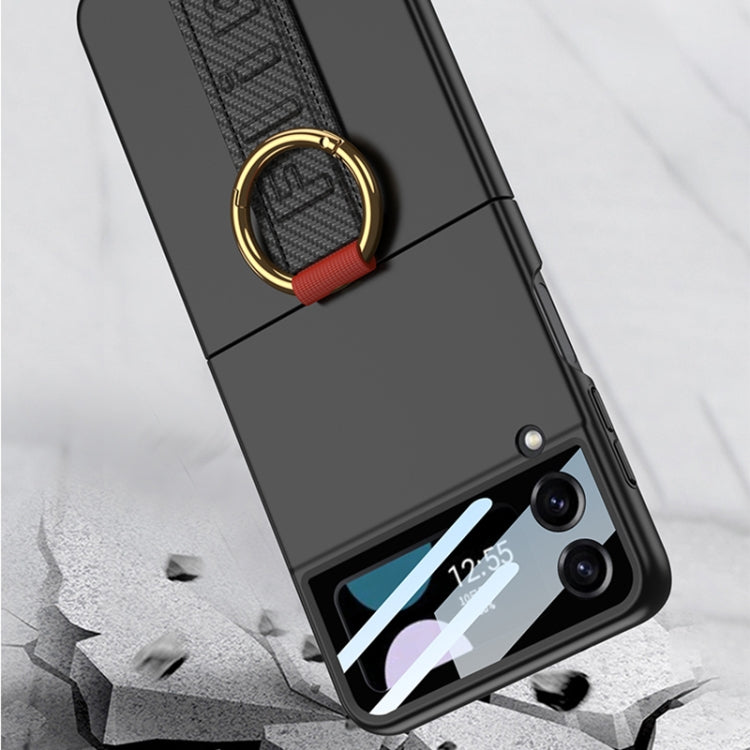 For Samsung Galaxy Z Flip3 5G GKK Integrated Ultrathin Shockproof Phone Case with Ring Wrist Strap(Pink) by GKK