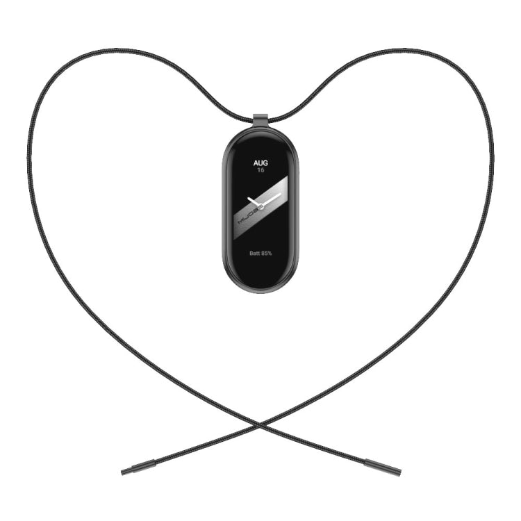 For Xiaomi Smart Band 10 / 9 / 8 Mijobs Stainless Steel Buckle Wax Rope Necklace(Black) - Watch Bands by MIJOBS | Online Shopping UK | buy2fix
