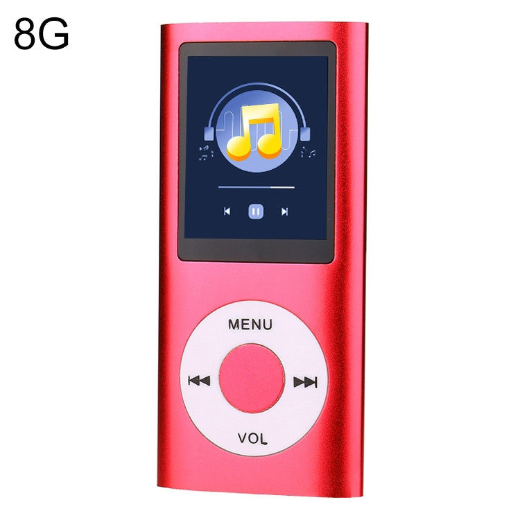 1.8 inch TFT Screen Metal MP4 Player With 8G TF Card+Earphone+Cable(Red) - MP4 Player by buy2fix | Online Shopping UK | buy2fix