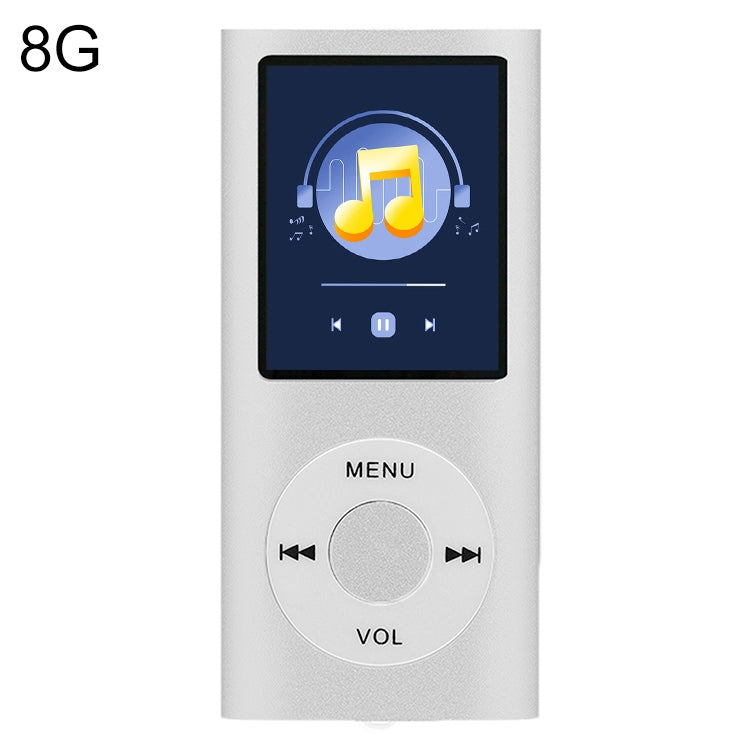 1.8 inch TFT Screen Metal MP4 Player With 8G TF Card+Earphone+Cable(Silver) - MP4 Player by buy2fix | Online Shopping UK | buy2fix