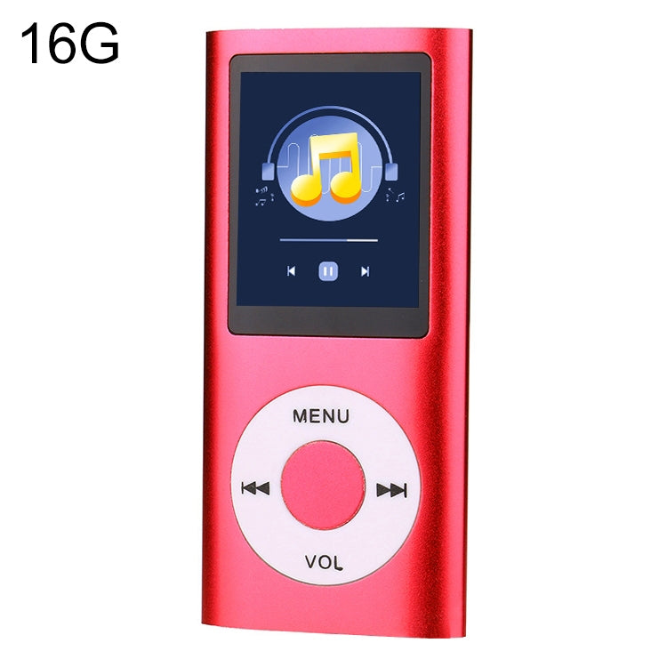 1.8 inch TFT Screen Metal MP4 Player With 16G TF Card+Earphone+Cable(Red) - MP4 Player by buy2fix | Online Shopping UK | buy2fix