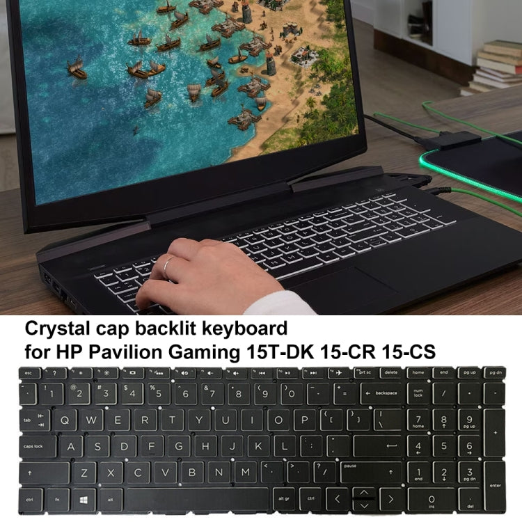 For HP Pavilion Gaming 15-DK Crystal Cap US Version Laptop Backlight Keyboard by buy2fix
