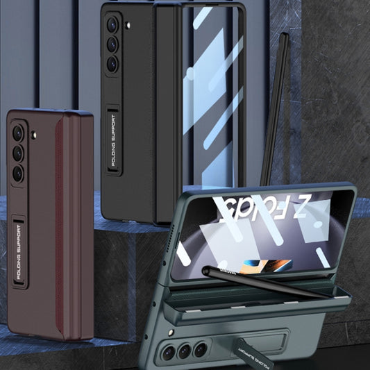 For Samsung Galaxy Z Fold5 GKK Magnetic Full Coverage Phone Flip Case with Pen Box(Wine Red) by GKK