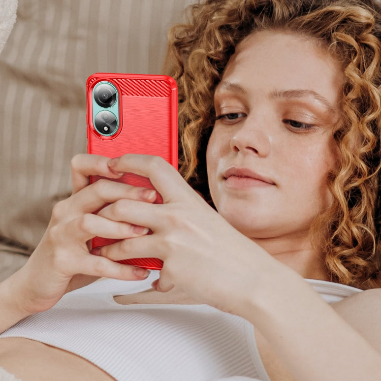 For OPPO A78 4G Brushed Texture Carbon Fiber TPU Phone Case(Red) by buy2fix
