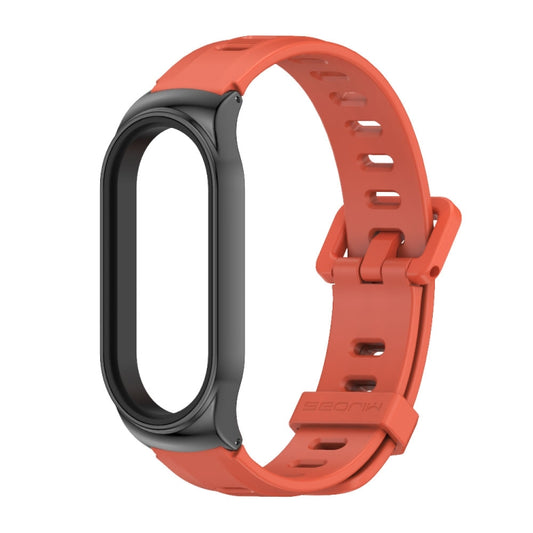 For Xiaomi Mi Band 8 Mijobs CS Case Flat Hole Silicone Watch Band(Orange Black) by MIJOBS