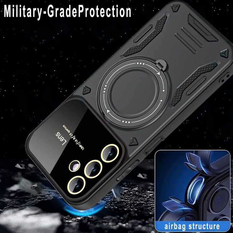 For Samsung Galaxy A14 5G Large Window MagSafe Holder Phone Case(Blue) by buy2fix