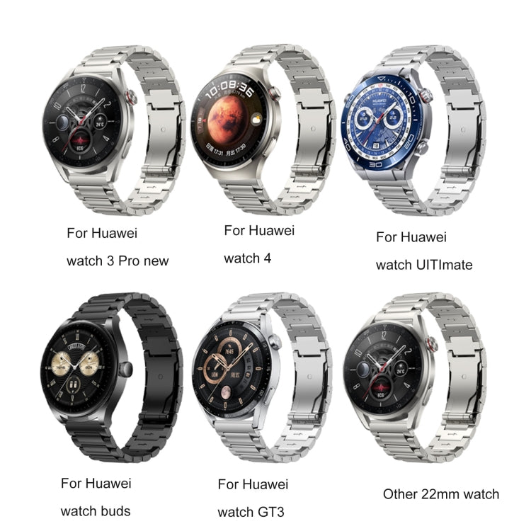 22mm Three Strains Vertical Riser Turtle Buckle Titanium Metal Watch Band(Silver) by buy2fix