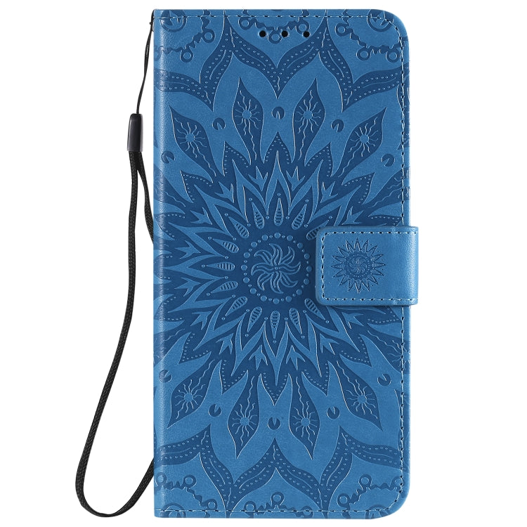 For Huawei Nova 7 5G Embossed Sunflower Pattern Horizontal Flip PU Leather Case with Holder & Card Slots & Wallet & Lanyard(Blue) - Huawei Cases by buy2fix | Online Shopping UK | buy2fix