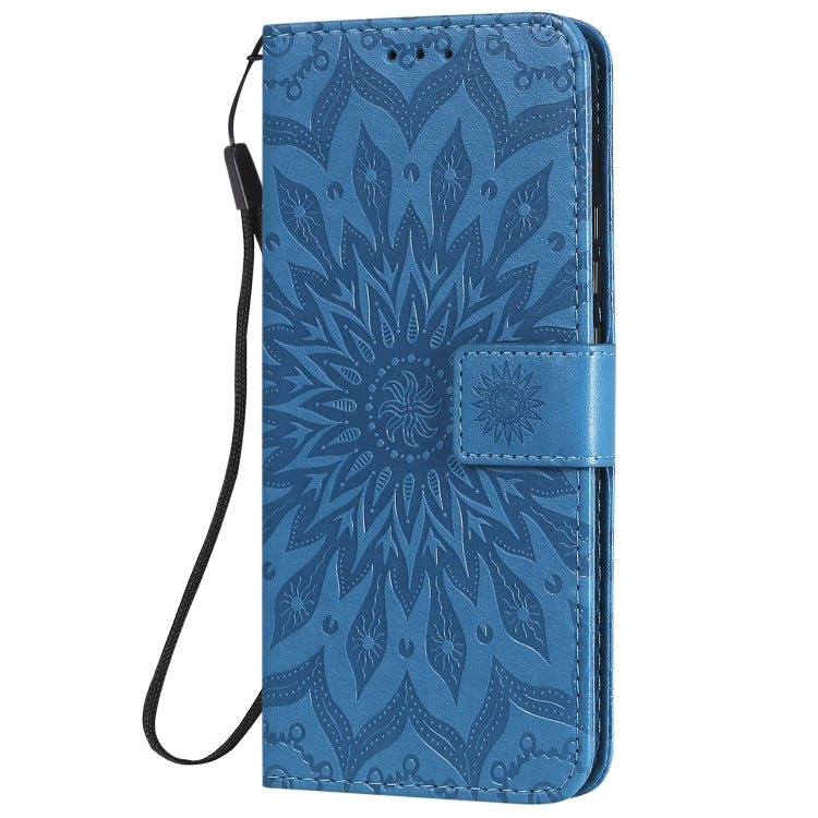 For Huawei Nova 7 5G Embossed Sunflower Pattern Horizontal Flip PU Leather Case with Holder & Card Slots & Wallet & Lanyard(Blue) - Huawei Cases by buy2fix | Online Shopping UK | buy2fix