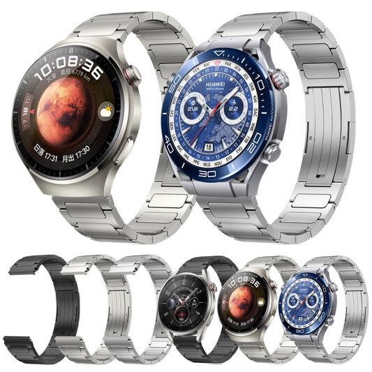 22mm Three Strains Uplift HW Buckle Titanium Metal Watch Band(Black) by buy2fix