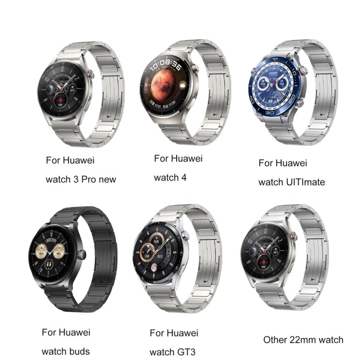 22mm Three Strains Uplift HW Buckle Titanium Metal Watch Band(Titanium Gray) by buy2fix