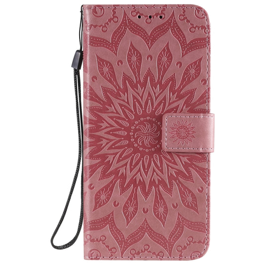 For Samsung Galaxy A71 5G Embossed Sunflower Pattern Horizontal Flip PU Leather Case with Holder & Card Slots & Wallet & Lanyard(Pink) by buy2fix