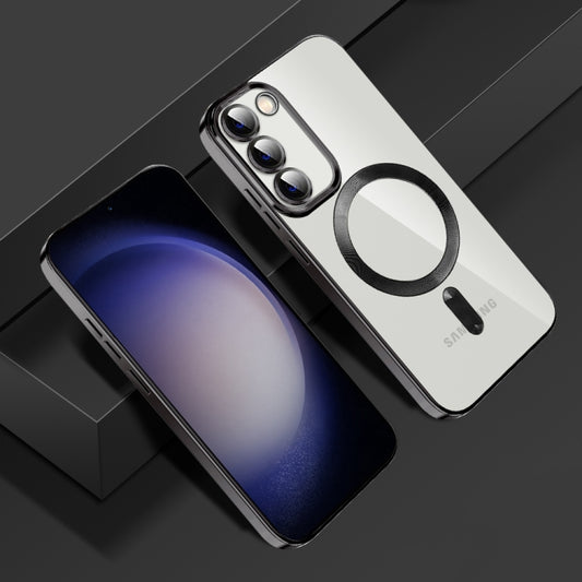 For Samsung Galaxy S22+ 5G CD Texture Plating TPU MagSafe Phone Case with Lens Film(Black) by buy2fix