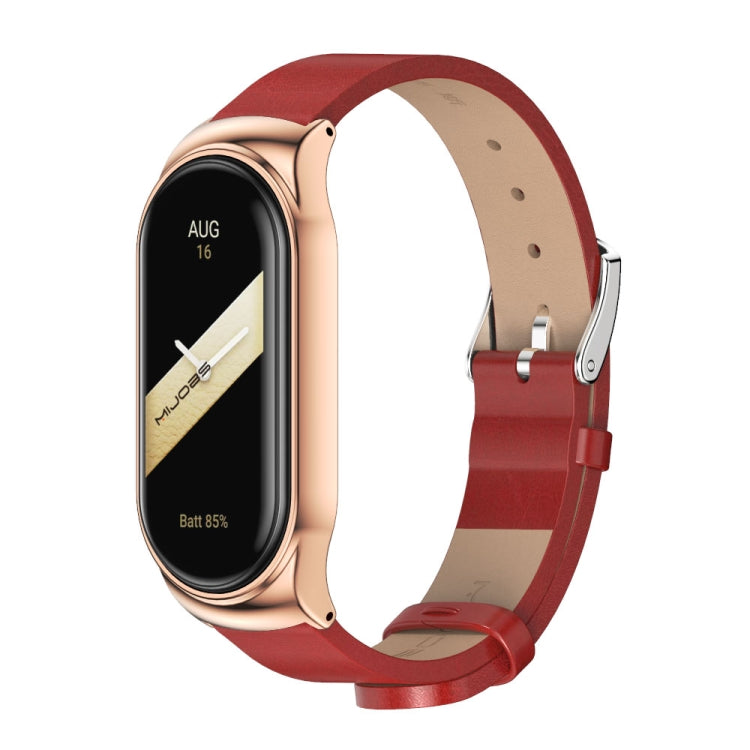 For Xiaomi Mi Band 8 Mijobs CS Case Microfiber PU Leather Watch Band(Red Rose Gold) - Watch Bands by MIJOBS | Online Shopping UK | buy2fix