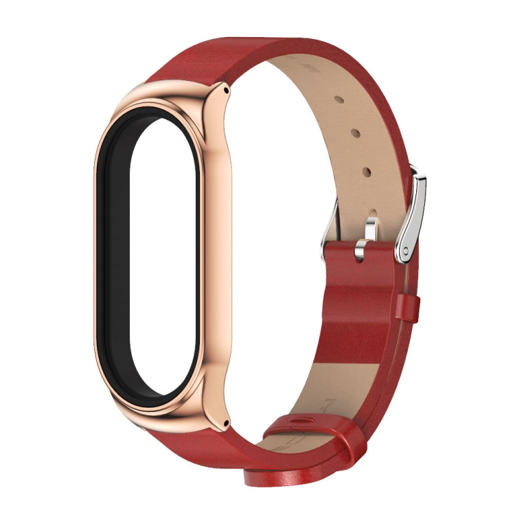 For Xiaomi Mi Band 8 Mijobs CS Case Microfiber PU Leather Watch Band(Red Rose Gold) - Watch Bands by MIJOBS | Online Shopping UK | buy2fix