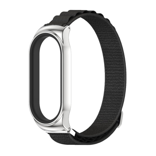 For Xiaomi Mi Band 8 Mijobs CS Case Nylon Breathable Watch Band(Black Silver) by MIJOBS