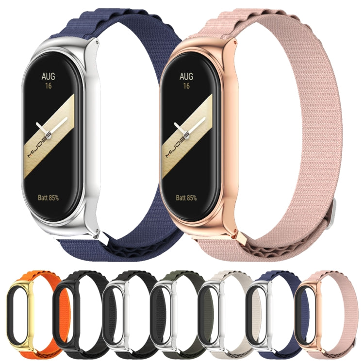 For Xiaomi Mi Band 8 Mijobs CS Case Nylon Breathable Watch Band(Pink Rose Gold) by MIJOBS