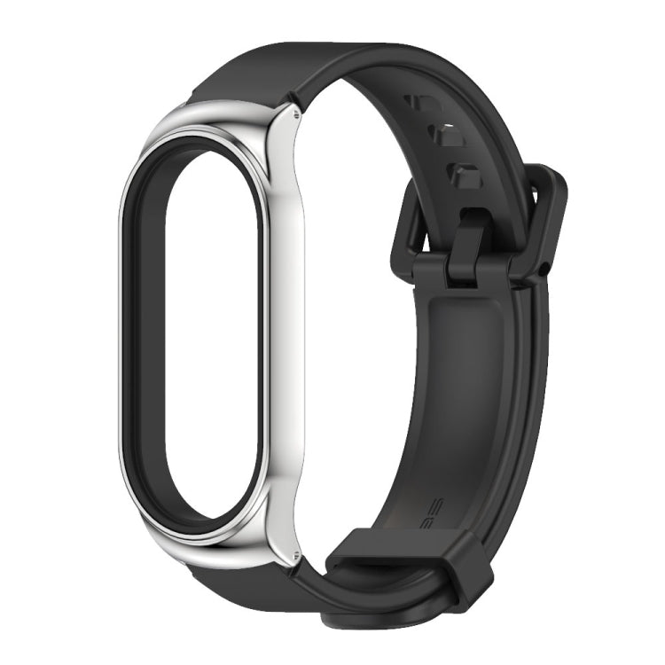 For Xiaomi Mi Band 8 Mijobs CS Case Silicone Watch Band(Black Silver) - Watch Bands by MIJOBS | Online Shopping UK | buy2fix