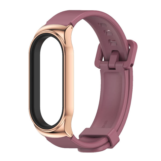 For Xiaomi Mi Band 8 Mijobs CS Case Silicone Watch Band(Wine Red Rose Gold) by MIJOBS