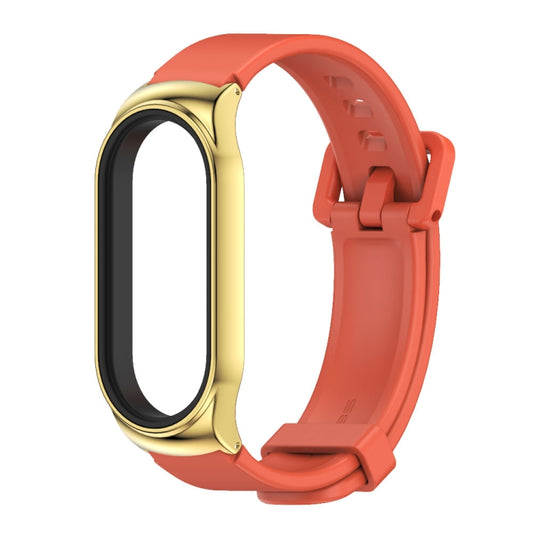 For Xiaomi Mi Band 8 Mijobs CS Case Silicone Watch Band(Orange Gold) by MIJOBS