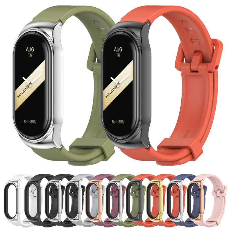 For Xiaomi Mi Band 8 Mijobs CS Case Silicone Watch Band(Wine Red Rose Gold) by MIJOBS