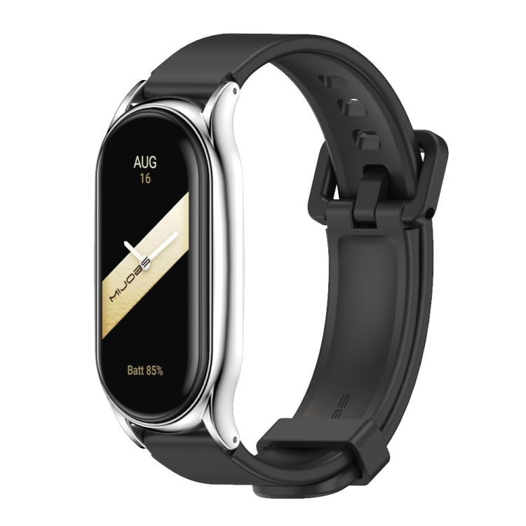 For Xiaomi Mi Band 8 Mijobs Plus Case Silicone Watch Band(Black Silver) - Watch Bands by MIJOBS | Online Shopping UK | buy2fix