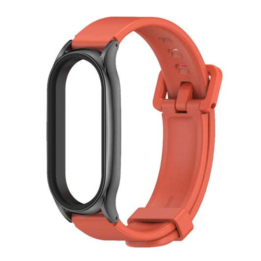 For Xiaomi Mi Band 8 Mijobs Plus Case Silicone Watch Band(Orange Black) by MIJOBS