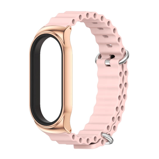 For Xiaomi Mi Band 8 Mijobs CS Case Marine Silicone Breathable Watch Band(Pink Rose Gold) by MIJOBS
