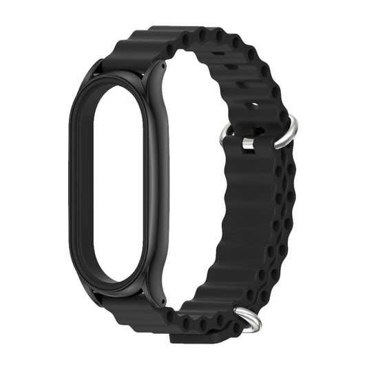 For Xiaomi Mi Band 8 Mijobs Plus Case Marine Silicone Breathable Watch Band(Black) by MIJOBS