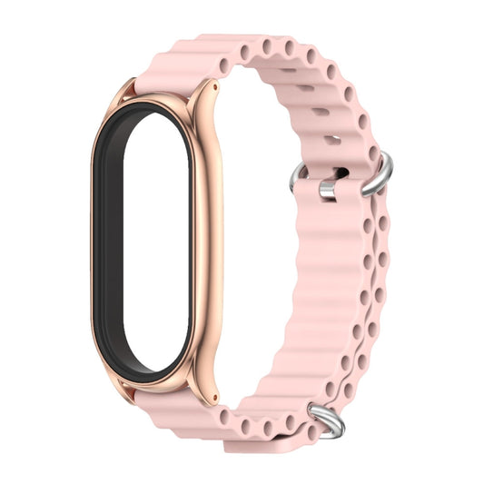For Xiaomi Mi Band 8 Mijobs Plus Case Marine Silicone Breathable Watch Band(Pink Rose Gold) by MIJOBS