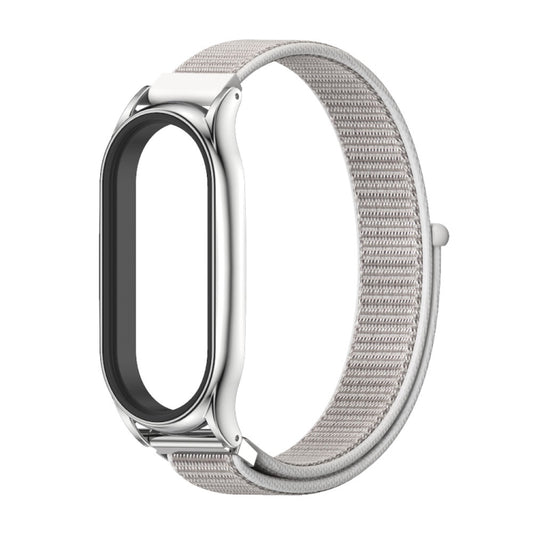 For Xiaomi Mi Band 8 Mijobs Plus Case Breathable Nylon Loop Watch Band(Sea Shell Silver) by MIJOBS