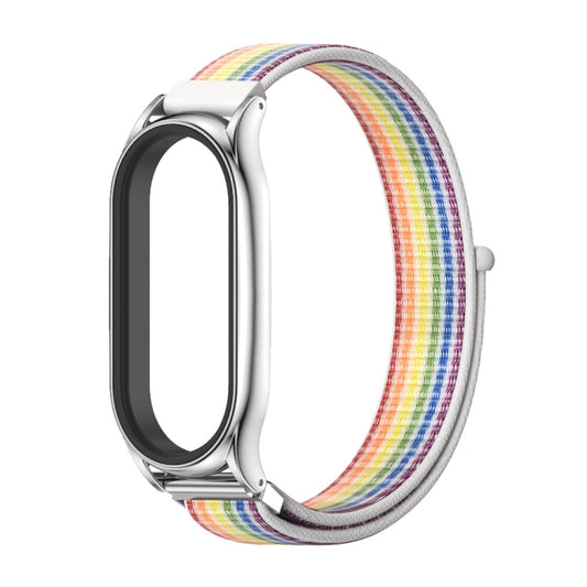 For Xiaomi Mi Band 8 Mijobs Plus Case Breathable Nylon Loop Watch Band(Colorful Silver) by MIJOBS