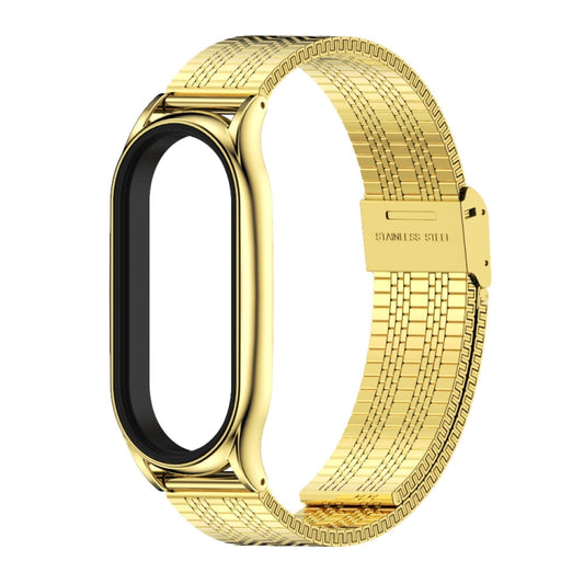 For Xiaomi Mi Band 8 Mijobs Plus Case Metal Watch Band(Gold) by MIJOBS