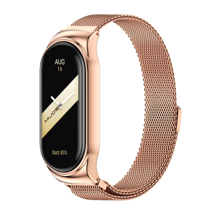 For Xiaomi Mi Band 8 Mijobs CS Case Milan Magnetic Stainless Steel Watch Band(Rose Gold) - Watch Bands by MIJOBS | Online Shopping UK | buy2fix