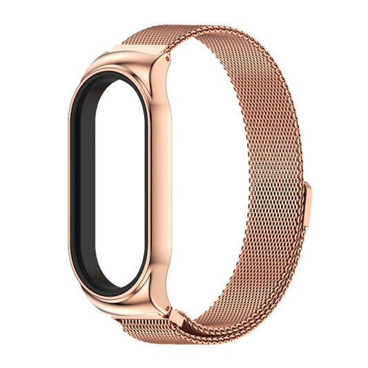 For Xiaomi Mi Band 8 Mijobs CS Case Milan Magnetic Stainless Steel Watch Band(Rose Gold) by MIJOBS