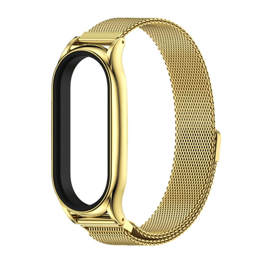 For Xiaomi Mi Band 8 Mijobs Plus Case Milan Magnetic Stainless Steel Watch Band(Gold) by MIJOBS