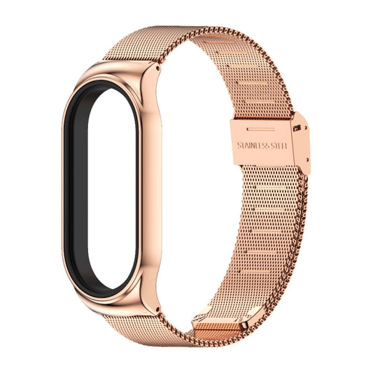 For Xiaomi Mi Band 8 Mijobs CS Case Milan Buckle Metal Watch Band(Rose Gold) by MIJOBS