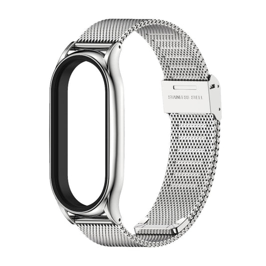 For Xiaomi Mi Band 8 Mijobs Plus Case Milan Buckle Metal Watch Band(Silver) by MIJOBS